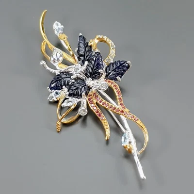 Broche Joyería 20 quilates+ Zafiro Azul Plata de Ley 925/NB30476 Foto 1 de 4