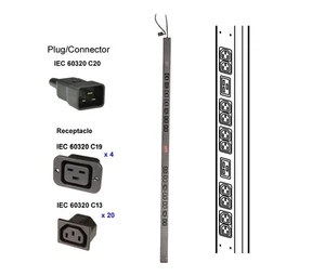 APC Rack PDU, Basic, Zero U, 16A, 230V, (20) C13 & (4) C19 , IEC C20 - Afbeelding 1 van 1