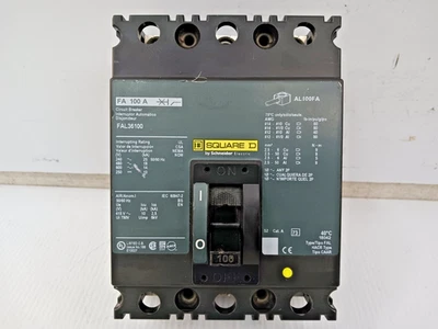 Disjuntor quadrado D 100 ampères 3 pólos 600 VCA/250 VDC 18kA FAL36100 - Imagem 1 de 4