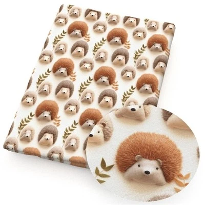 Tejido de mezcla de algodón poliéster Petting Zoo Hedgehog 20x55" 1236974 medio metro Foto 1 de 2