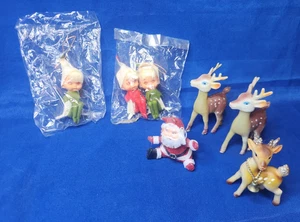 Vintage 1950er Weihnachtselfen Pixies Set 2 Filz Kunststoff Rentier Gesicht Santa neuwertig - Bild 1 von 12