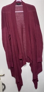 AUTOGRAPH M&S Dark Red Waterfall Linen Blend Longline Cardigan Size UK 20 - Picture 1 of 6