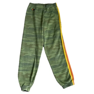 Aviator Nation Green Camo Stripe Sweatpants Joggers Youth Size 12 Loungewear - Image 1 of 4