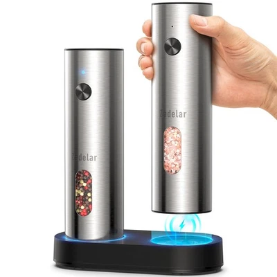 Salt and Pepper Grinder Set Electric,Rechargeable Salt and Pepper Shakers Sta... - Image 1 of 4