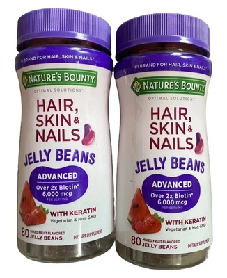 Nature's Bounty Advanced Hair Skin Nails Jelly Beans Mixed Fruit 80 Ea Lote De 2 - Imagem 1 de 4