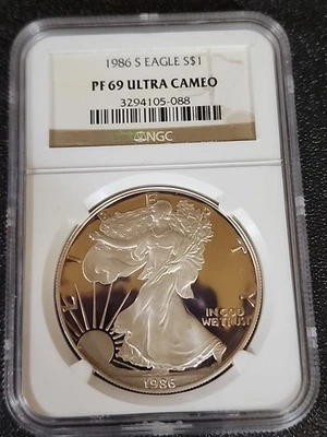 1986 S Proof $1 American Silver Eagle  NGC PF69 Ultra Cameo 3294105-088 - Image 1 of 4