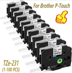 Label Tape fit Brother TZe-231 TZ-231 White 12mm 0.47 inch P-Touch PT-E105 H101C - Picture 1 of 145