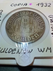 POLAND Stadt DANZIG 5 GULDEN 1932 MARIENKIRCHE Münzreproduktion - Zdjęcie 1 z 2