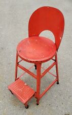 Vintage Retro MCM Red Metal Chair Farmhouse Kitchen Stool Mid Century Industrial