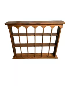 Vintage Kolonial 3 Ebenen 18 Fenster Wand Display Schnickschnack Holz Spindel Regal - Bild 1 von 21