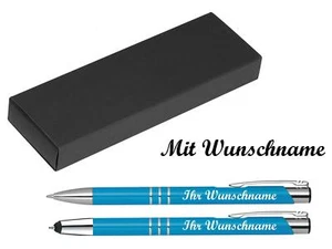 Schreibset mit Namensgravur - Touchpen Kugelschreiber+Kugelschreiber - hellblau - Bild 1 von 5
