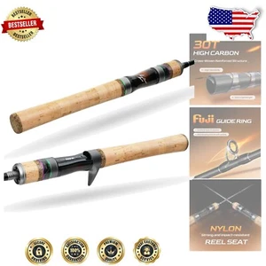 Portable Ultralight Baitcaster Rod with Unique Clicking Sound - 6' Carbon Fiber - Picture 1 of 9