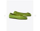 Tory Burch Minnie Travel Ballet Flats Slip-on Green Real Suede Leather Size 10.5