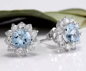 PENDIENTES RAYO DE SOL DE PLATA CON PIEDRAS TOPACIO AZUL - Imagen 1 de 4
