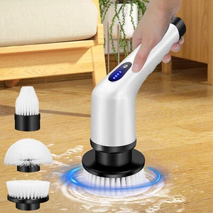 Electric Spin Scrubber Cordless Turbo Scrub Cleaning Brush Rechargeable 3 Heads - Picture 1 of 10