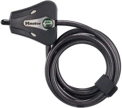 Black Python Bike Lock with Key, Adjustable Metal Cable Lock Has a Weather Resis - Image 1 of 4
