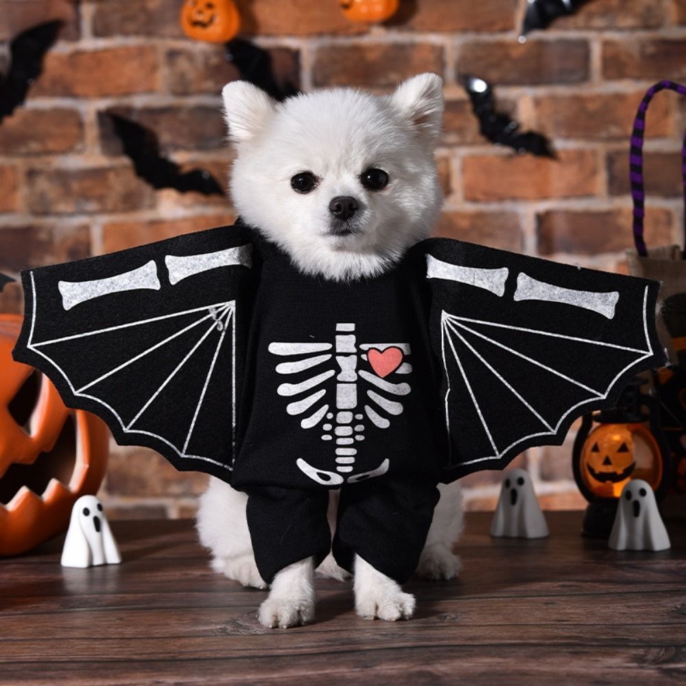 Disfraz De Murciélago Para Perros Y Gatos - Alas De Fieltro Con Campanas De Calabaza, Talla L, Halloween Mascotas