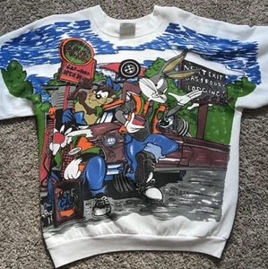 Vintage 1994 Looney Tunes Freeze Crewneck Sweatshirt Size M All Over Print AOP - Picture 1 of 5