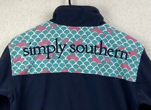 Pullover Simply Southern 1/4 Cremallera Mujer S Escala de Peces Parches Rosa Tortugas Azul - Imagen 1 de 10