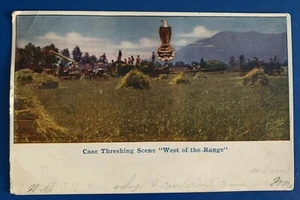 Case Threshing Scene "West of the Range" Postcard ~ Divided Back ~ Posted - Imagen 1 de 4