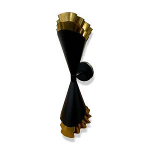 $989 The Phillips Collection Black Brass Ruffle Wall Lighting Sconce Fixture - Picture 1 of 10