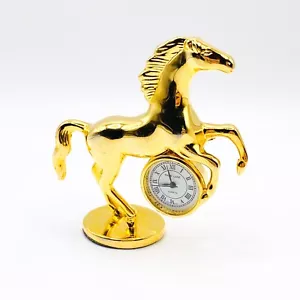 Vintage PARK LANE Miniature Bucking Horse Quartz Clock Gold Tone Rearing Mini - Picture 1 of 8