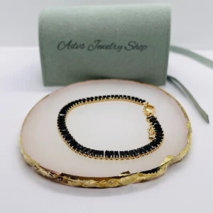 Pulsera Oro, Espiga Negro Piedra Oro Relleno Pulsera, Regalo Perfecto - Imagen 1 de 4