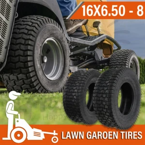 2 Pack 16x6.50-8 Turf Tyre Ride On Lawn Mower Garden Tractor Turf Tire 16x650x8 - Picture 1 of 13
