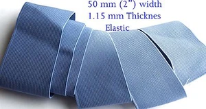 50 mm (2 pulgadas) de ancho Azul Cielo ELÁSTICOS ELÁSTICOS ELÁSTICOS BANDA ELÁSTICA PLANA BANDA DE CINTURA TEJIDA - Imagen 1 de 3