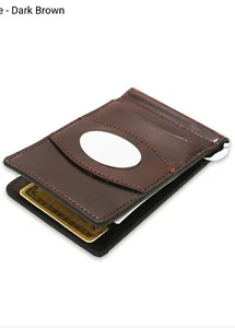 Cartera delgada de cuero italiano Storus Navaja Cartera, con abrazadera de metal + placa de grabado - Imagen 1 de 7