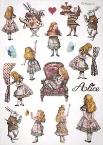 Papel de arroz Stamperia A4 para decoupage - Alice Elements - DFSA4904 - Imagen 1 de 1