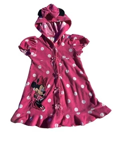 Disney Minnie Mouse Girls A-Line Nightgown & Bathrobe, Size 5/6 W/Hoody Button. - Picture 1 of 9