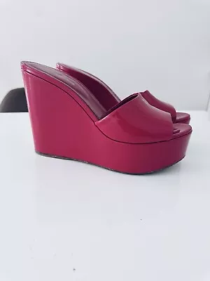 SERGIO ROSSI Shoes Platform Wedges Red Patent Leather Euro EU 41 UK8 US 10 AU 10 - Image 1 of 4