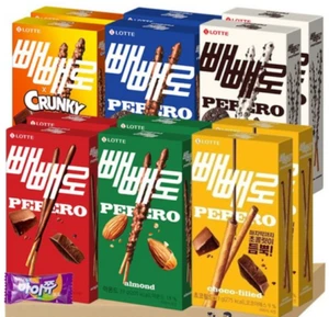 Koreanische Lotte Pepero (koreanische Schokolade Kekssticks) 6 Geschmacksrichtungen Set (12 Stück) - Bild 1 von 7