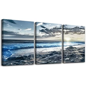 Canvas Wall Art For Living Room Wall Decor For Bedroom Blue Beach Wall Pictur... - Picture 1 of 6