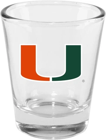 Miami Hurricanes 2 Ounce Clear Shot Glass [NEW] NCAA Drink Pint Glass Bar Cover