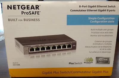 Netgear ProSafe 8 Port Gigabit Desktop Ethernet Switch GS108-4A1NAS GS108 - Image 1 of 3