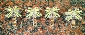Beaded Metal Palm Tree Napkin Rings Set of 4 Ocean Theme - Picture 1 of 4