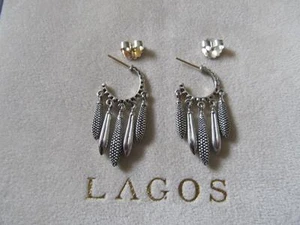 Lagos Caviar Kahina Beaded and Fluted Pampel Sterling Silver Earrings - Picture 1 of 9