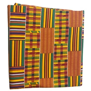 African Wax Print Ankara Fabric   6 Yards dress fabric/craft /skirt Kente Design - Picture 1 of 8
