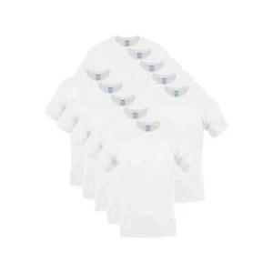 Gildan Men's Heavy 100% Cotton T-Shirt 10 Pack White Crew Medium L - Picture 1 of 4