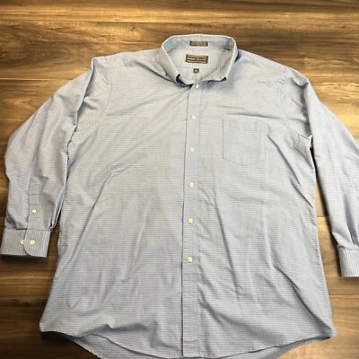 Рубашка мужская David Taylor 18 1/2 34/35 синяя с длинным рукавом на пуговицах клетчатая - Изображение 1 из 4