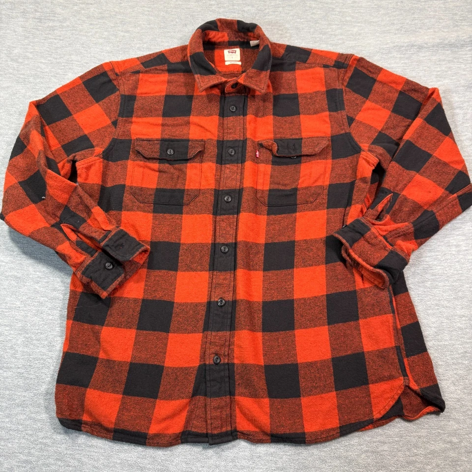 Camisa de franela Levi’s para hombre L Buffalo a cuadros botón delantero manga larga calce relajado Foto 1 de 4
