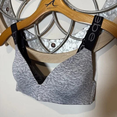 Bebe Intimates Women's Bra Padded No Wire 34B Gray Black Logo Adjustable Straps - Image 1 of 4