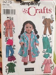 Simplicity Sewing Pattern 5276 18” Doll Clothes Camisole Pants Shorts Robe More - Picture 1 of 2