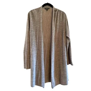 Eileen Fisher Size Large 100% Merino Wool Gray Open Front Cardigan Sweater - Picture 1 of 8