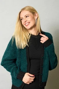 Strickjacke grün kurz Lurex Damen Ze-Ze nordic - Bild 1 von 4