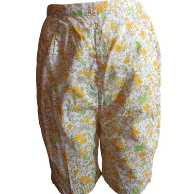 Pantalones Cortos Vintage Mujer Cintura 24" Cintura Alta Años 70 Floral Carol Brent Cremallera Lateral Foto 1 de 4