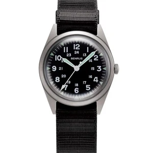 Benrus Uhr Herren Ronda Quarz Leuchtend Analog Nylon Band Dtu-2a-p-svbk - Bild 1 von 5