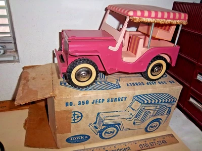 Jeep Tonka Surrey rosa vintage años 60 modelo #350 ¡con caja original! Foto 1 de 4